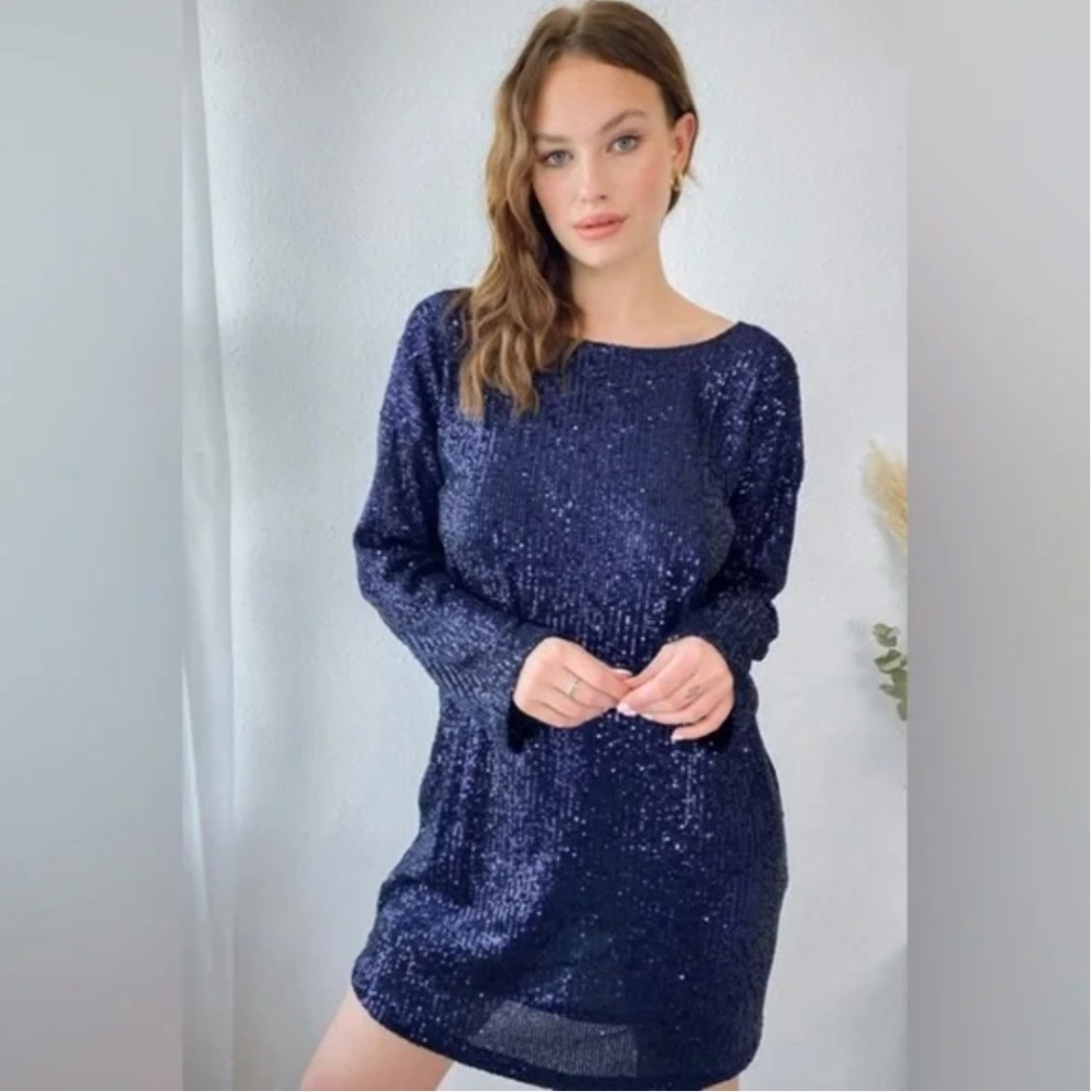 ASOS Design Tall Blue Sequin Dress/Size US 08